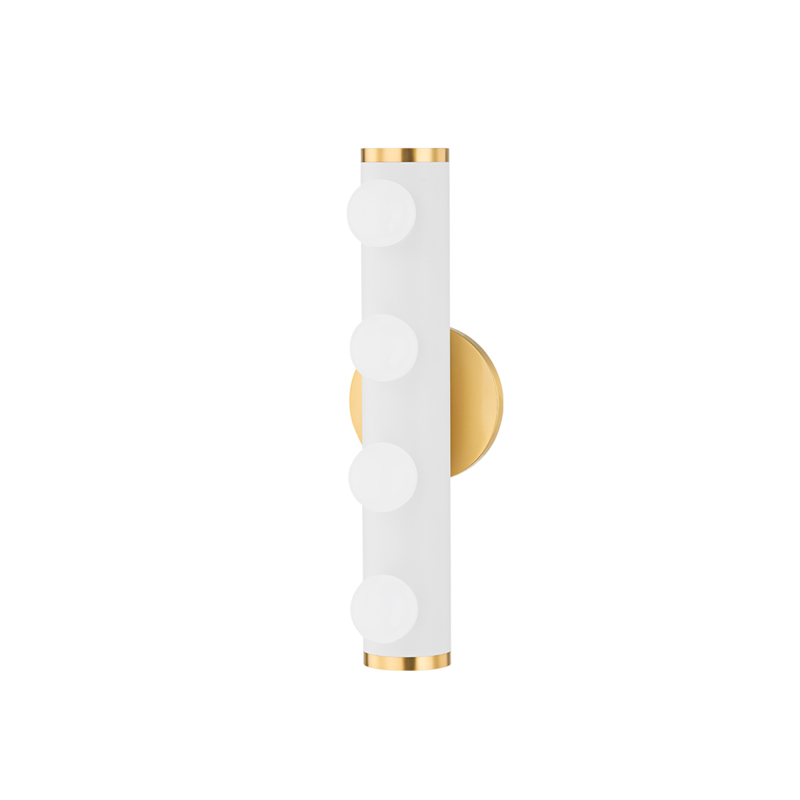 Penny 4 Light 5 inch Aged Brass/Textured White Combo Vanity Light Wall Light