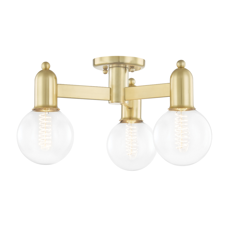 Bryce 3 Light 18 inch Aged Brass Semi Flush Ceiling Light