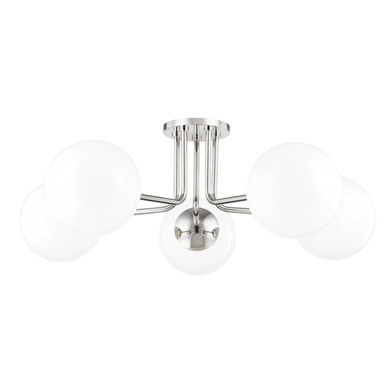 Stella 5 Light 30 inch Polished Nickel Semi Flush Ceiling Light