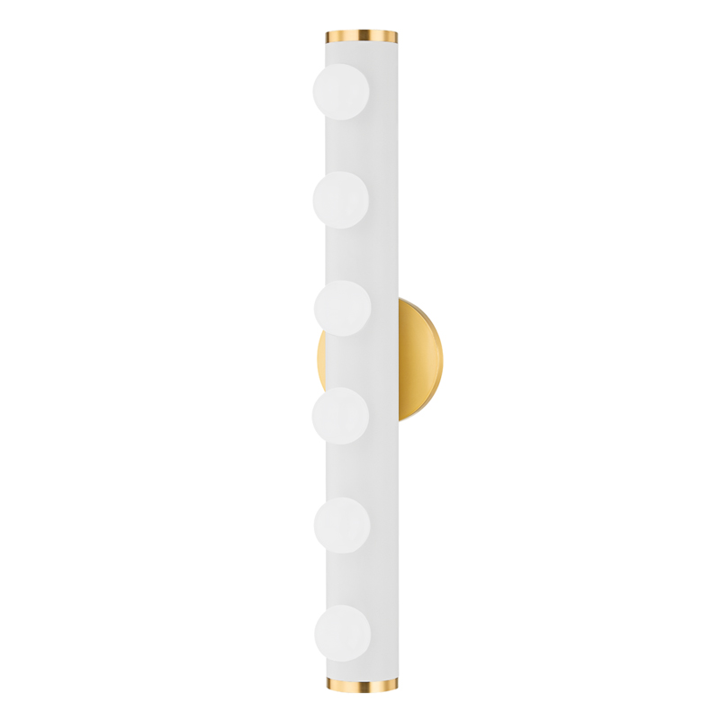 Penny 6 Light 5 inch Aged Brass/Textured White Combo Vanity Light Wall Light