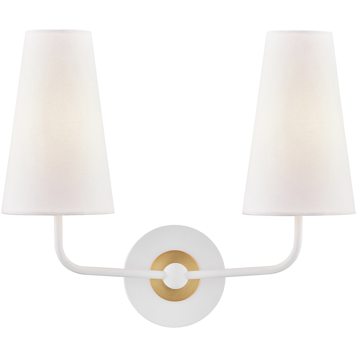 Merri 2 Light 15.75 inch White Wall Sconce Wall Light in Aged Brass/Soft Off White