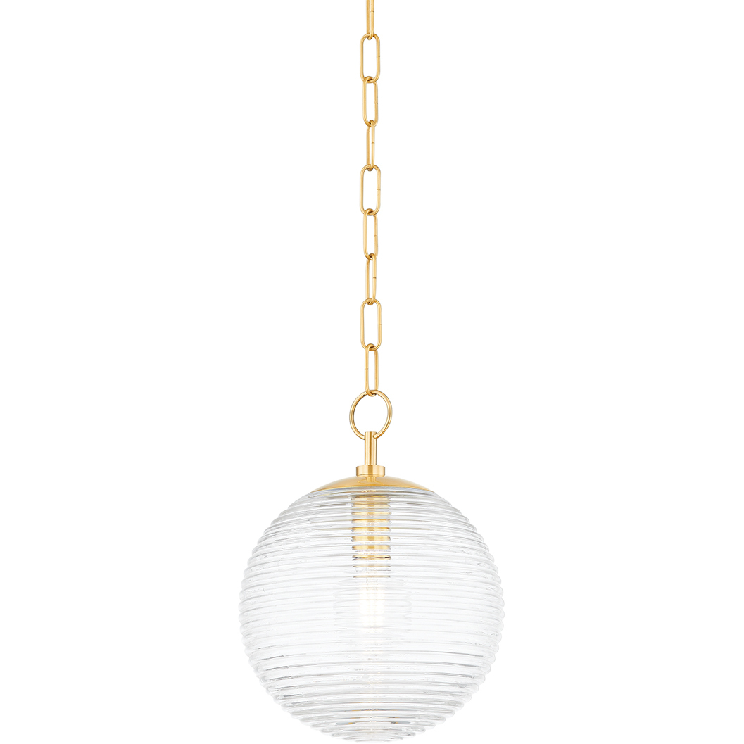 Sara 1 Light 10.5 inch Aged Brass Pendant Ceiling Light
