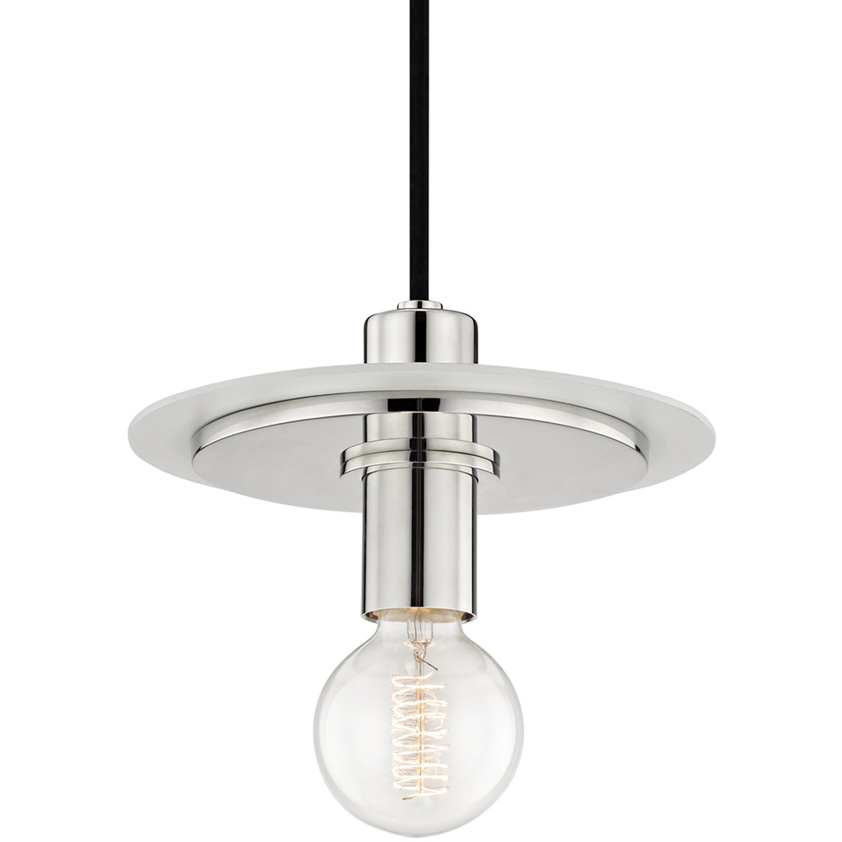 Milo 1 Light 9 inch Polished Nickel Pendant Ceiling Light in Polished Nickel and White