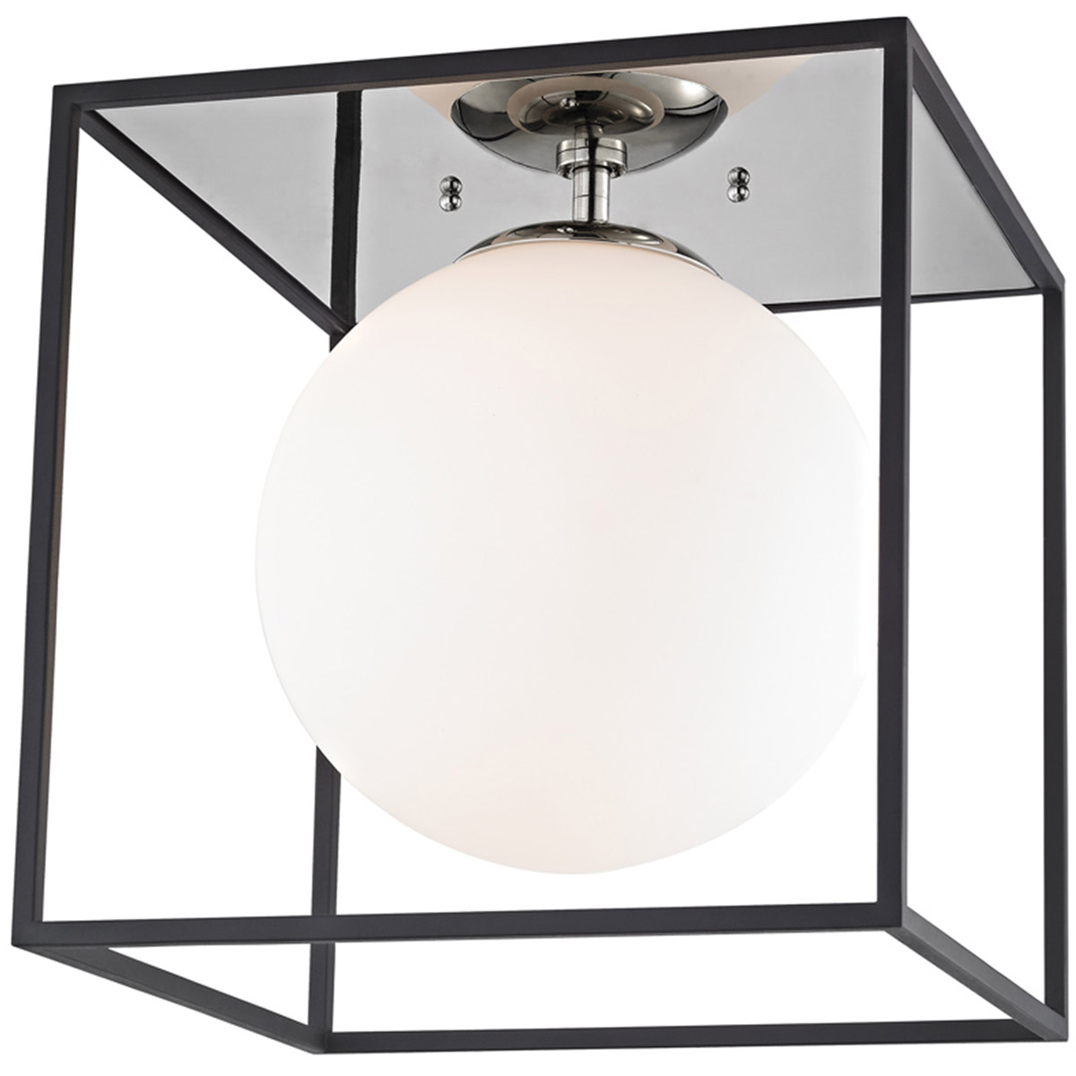 Aira 1 Light 14 inch Polished Nickel Flush Mount Ceiling Light in Polished Nickel and Black