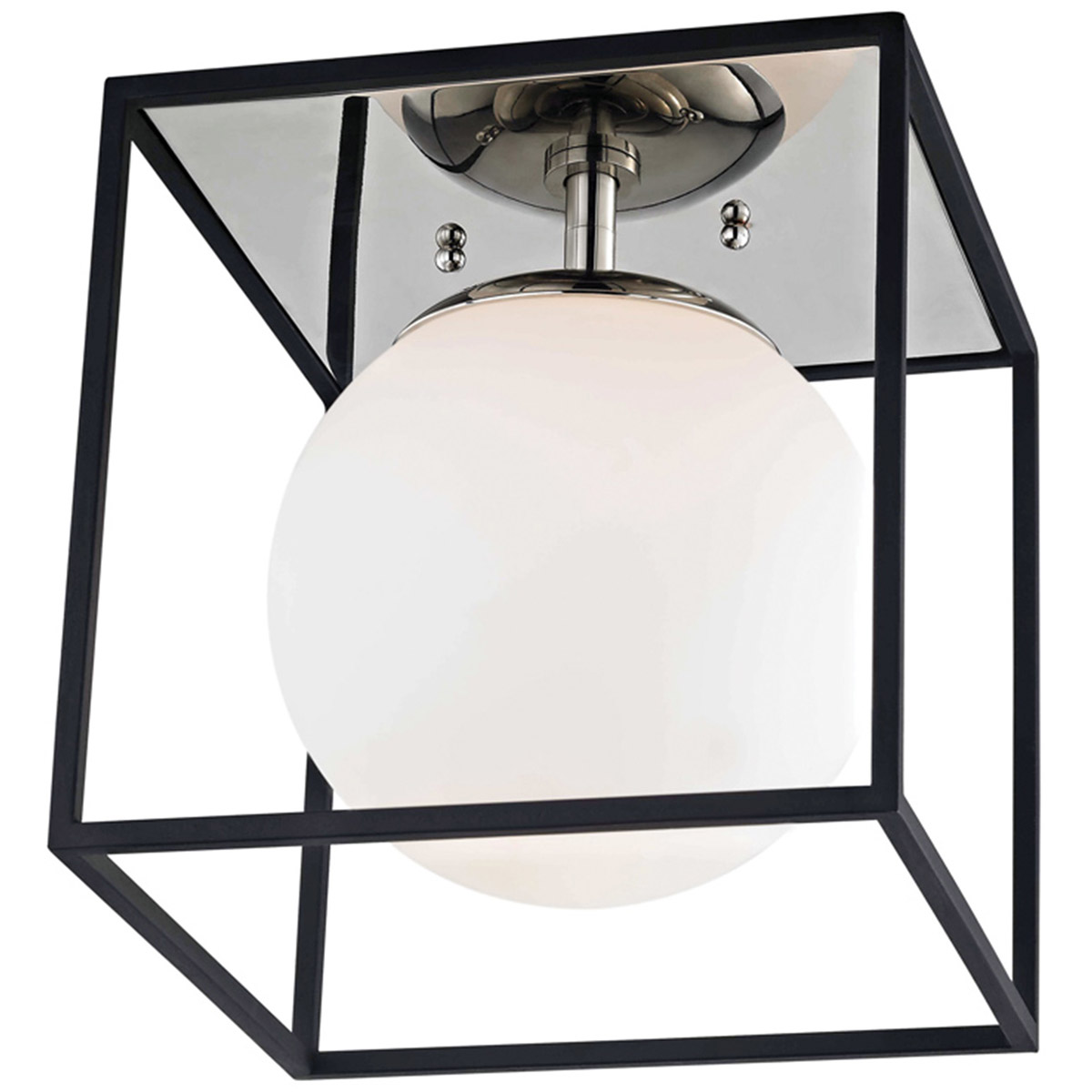 Aira 1 Light 9.5 inch Polished Nickel Flush Mount Ceiling Light in Polished Nickel and Black