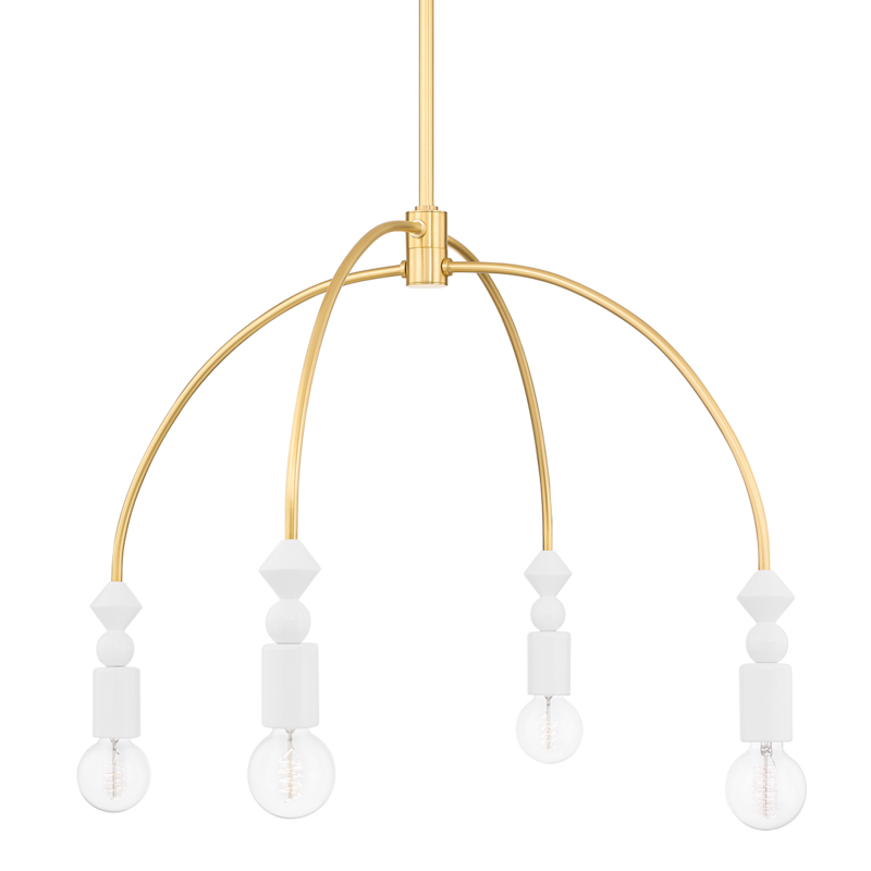 Flora 4 Light 30.25 inch Aged Brass Chandelier Ceiling Light