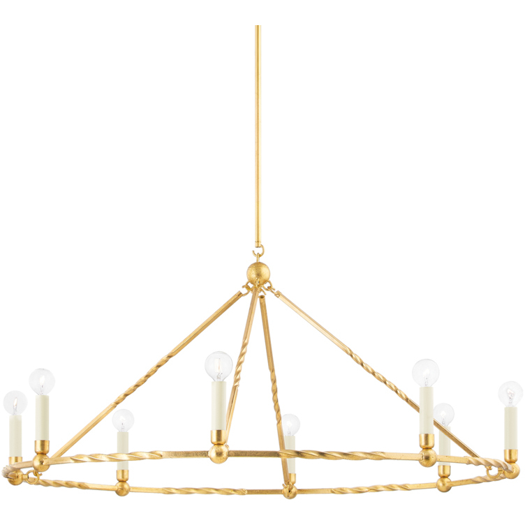 Josephine 8 Light 42 inch Vintage Gold Leaf Chandelier Ceiling Light
