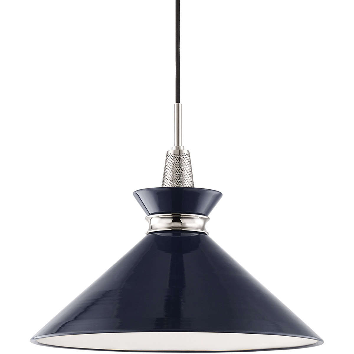 Kiki 1 Light 18 inch Polished Nickel Pendant Ceiling Light in Polished Nickel and Navy